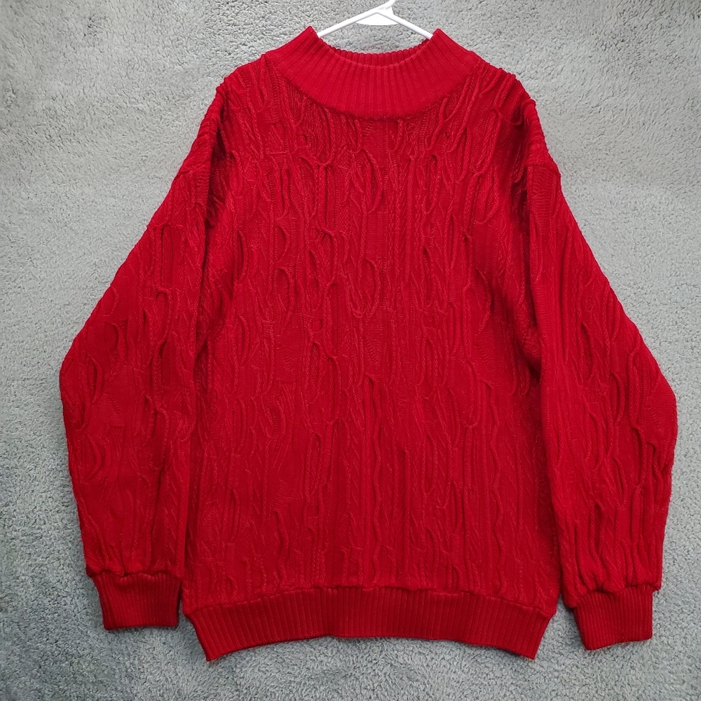 Boom X 3D Knit Sweater Mens XL Red Chunky